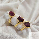 Raw Ruby Ring, 14K Gold Plated Ring, Ruby Rough Ring, July Birthstone Ring, Raw Stone Ring, Minimalist Ring, Midi Ring, Personalized Gift